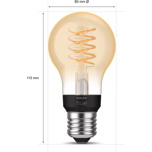 Bec LED cu filament Philips Hue White E27, 550 lm, lampă inteligentă reglabilă