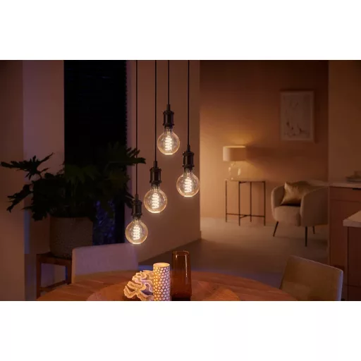 Bec LED cu filament Philips Hue White E27, 550 lm, lampă inteligentă reglabilă