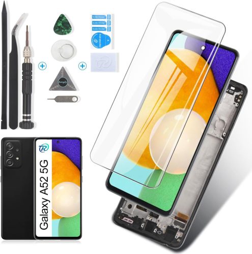 RongZy Samsung Galaxy A52 5G A526B LCD Kijelző Csere Érintőképernyő Fekete Kerettel - Digitalizáló Panel Szerszámokkal