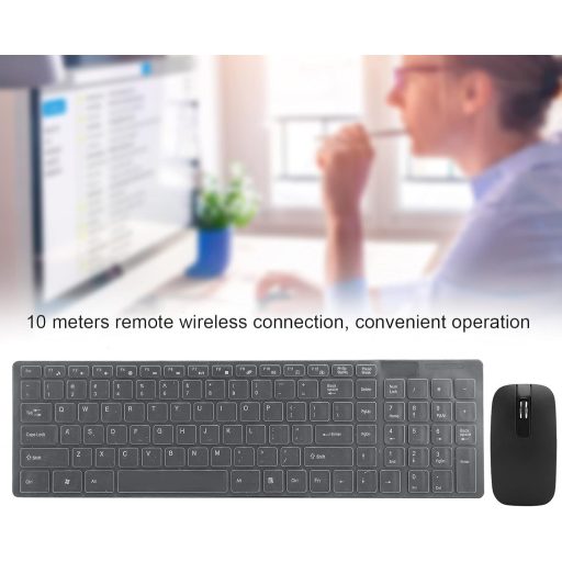 Set tastatură și mouse wireless Elprico, 101 taste, rază de acțiune 10m, mod Smart Sleep