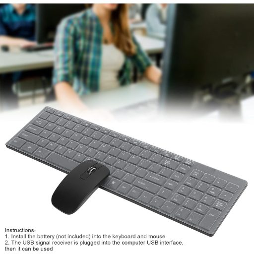 Set tastatură și mouse wireless Elprico, 101 taste, rază de acțiune 10m, mod Smart Sleep