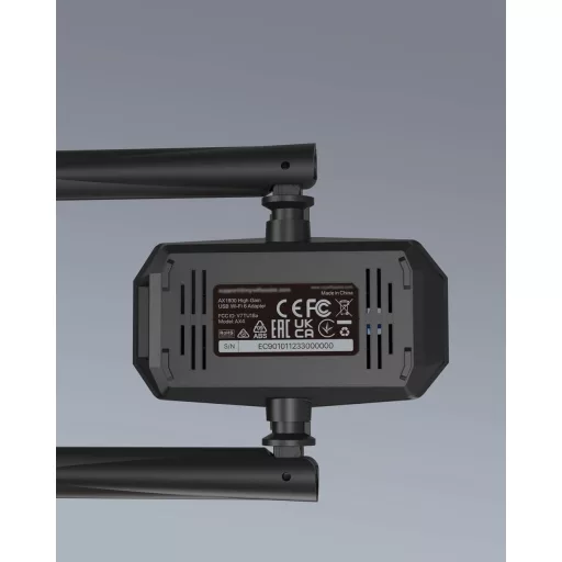 BrosTrend AX1800 WiFi 6 USB adapter PC-hez, nagy hatótávolságú, kettős sávú (1201Mbps/5GHz + 574Mbps/2.4GHz), két 5dBi antennával, Windows 1
