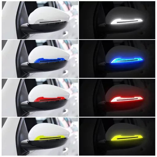 Žltá reflexná bezpečnostná nálepka na auto - 2 ks na zrkadlá, kľučky