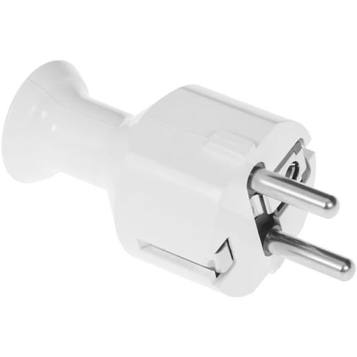 Fișă Schuko KEL Albă 16A 250V Cu Contact de Împământare Protecție IP20