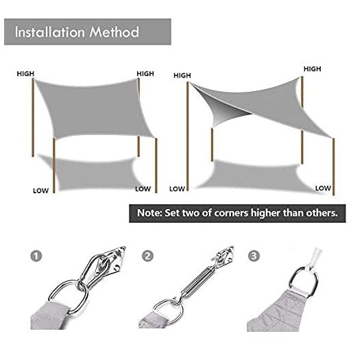 Dripex Tenda za sunce 3x5m Vodootporna Sjena - Pravokutna Poliesterska Zaštita od sunca s 95% UV filterom, Otporna na vjetar, Krem bijela, s užadima za pričvršćivanje za terasu.