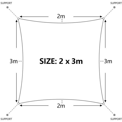 Dripex Napvitorla 3x5m Vízálló Árnyékoló - Téglalap Alakú Poliészter Napvédő 95% UV Szűrő, Szélálló, Krémfehér, Rögzítőkötelekkel Teraszra,