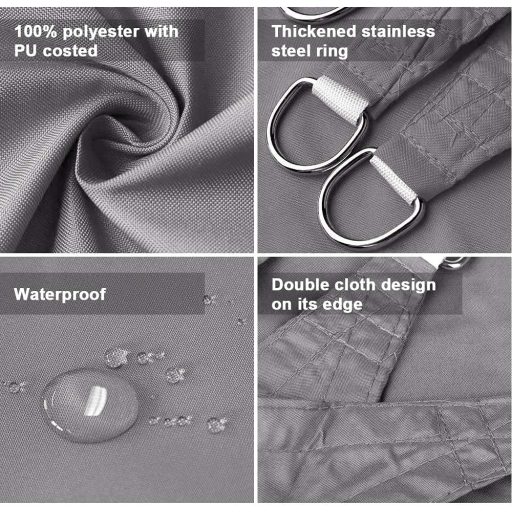 Dripex Napvitorla 3x5m Vízálló Árnyékoló - Téglalap Alakú Poliészter Napvédő 95% UV Szűrő, Szélálló, Krémfehér, Rögzítőkötelekkel Teraszra,