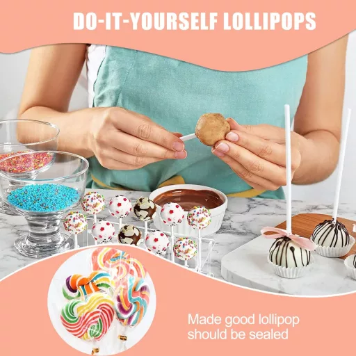 GKZB Cake Pop Tartó 2db, 15 Lyukas Lollipop Állvány Celofán Zacskóval