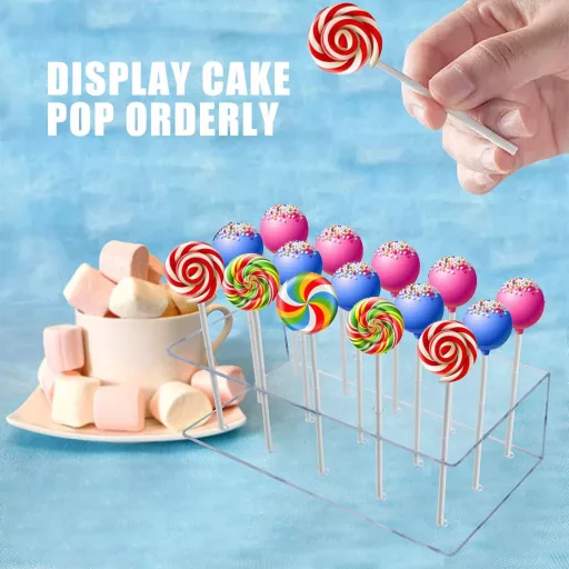 GKZB Stojan na cake popy 2 ks, 15-otvorový stojan na lízanky s celofánovými vrecúškami