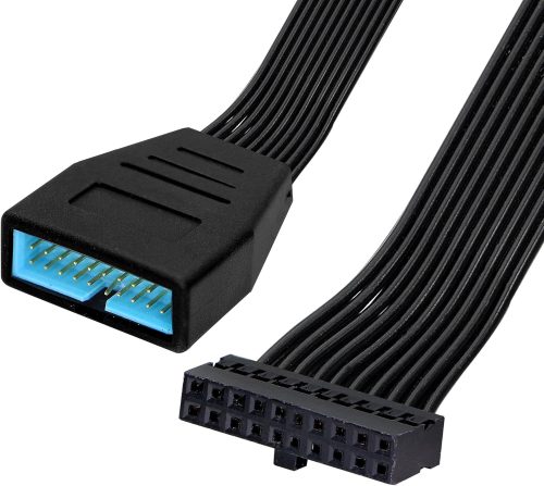 GINTOOYUN USB 3.0 Belső Hosszabbító Kábel 19/20 Pin Apa-Anya Csatlakozóval, 15cm, Fekete, Alaplapi USB Bővítéshez