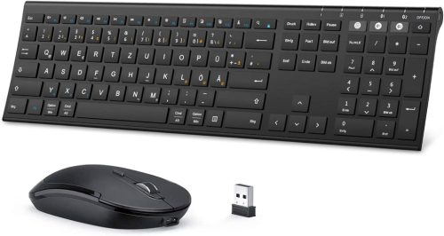Set tastatură și mouse Bluetooth seenda - Wireless, Bluetooth Dual & USB 2.4G, Layout German, Reîncărcabil, Mac/Windows/Android