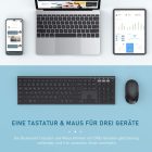 seenda Újratölthető Német Bluetooth Billentyűzet és Egér Készlet, Fekete