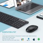 seenda Újratölthető Német Bluetooth Billentyűzet és Egér Készlet, Fekete
