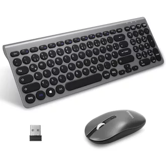   LeadsaiL Ergonomikus Vezeték Nélküli Billentyűzet és Egér Szett, QWERTZ, Csendes