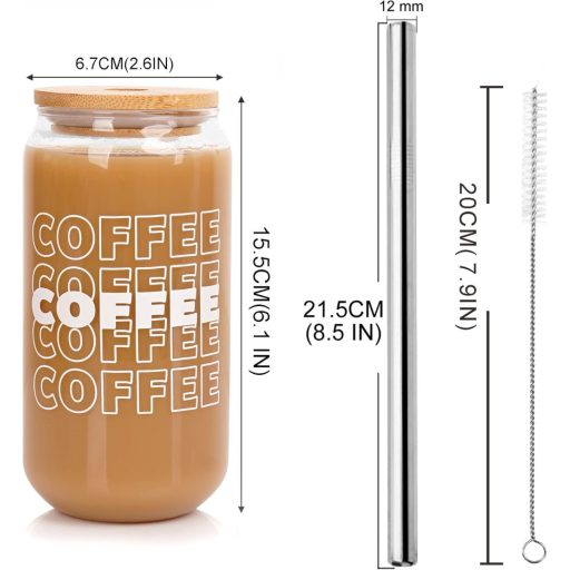 Mason Life Üveg Ivópohár 530ml Fedéllel és Szívószállal - Jeges Kávés Bögre, Sörös Pohár, Ajándék Nőknek, Kézi Mosás