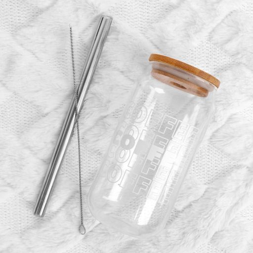 Mason Life Üveg Ivópohár 530ml Fedéllel és Szívószállal - Jeges Kávés Bögre, Sörös Pohár, Ajándék Nőknek, Kézi Mosás