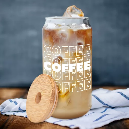 Pahar din sticlă Mason Life, 530 ml, cu capac și pai - Cană pentru cafea cu gheață, pahar de bere, cadou pentru femei, spălare manuală