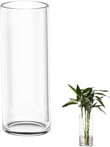 Vază de sticlă cilindrică TSKDKIT, 30 cm - Vază transparentă, groasă, pentru orhidee, trandafiri, lalele, pampas - Decor de masă