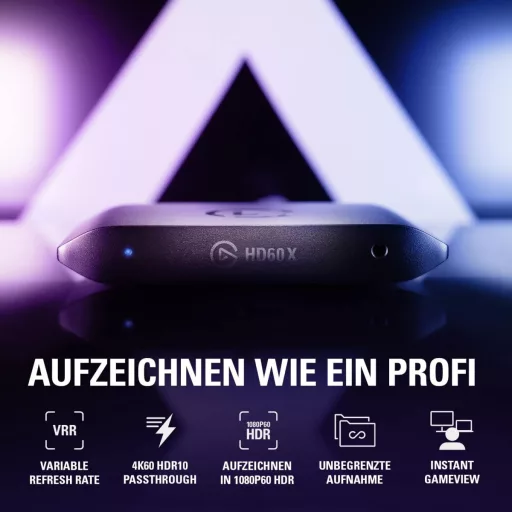 Elgato HD60 X Dispozitiv de Captură Video - Streaming 1080p60 HDR10/4K30 cu Latență Scăzută pentru PS5, Xbox Series, PC și Mac, Compatibil OBS