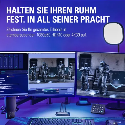 Elgato HD60 X Videó Rögzítő - 1080p60 HDR10/4K30 Streaming Alacsony Késleltetéssel PS5, Xbox Series, PC és Mac Eszközökhöz, OBS Kompatibilis