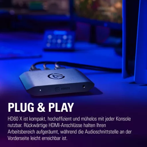 Elgato HD60 X Dispozitiv de Captură Video - Streaming 1080p60 HDR10/4K30 cu Latență Scăzută pentru PS5, Xbox Series, PC și Mac, Compatibil OBS
