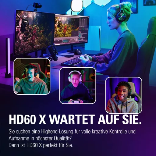 Elgato HD60 X Dispozitiv de Captură Video - Streaming 1080p60 HDR10/4K30 cu Latență Scăzută pentru PS5, Xbox Series, PC și Mac, Compatibil OBS