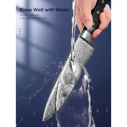 D.Perlla 14 részes önélező késkészlet fa tartóval - Rozsdamentes acél konyhakések műanyag nyéllel, fekete, mosogatógépben mosható