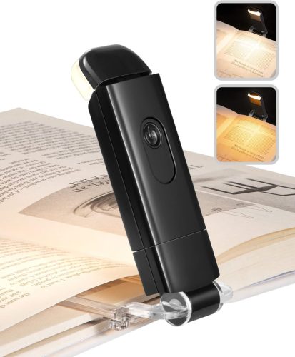 DEWENWILS Újratölthető Olvasólámpa Könyvcsipesszel - Borostyán Fény Kék Fény Szűrővel, 4 Fényerősség, USB Tölthető, Könnyű Hordozható Könyvj
