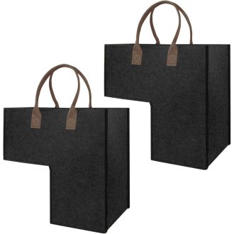   TANOSAN 2 db Összecsukható Fekete Filc Lépcsőkosár Fogantyúval - Játék és Ruhatároló