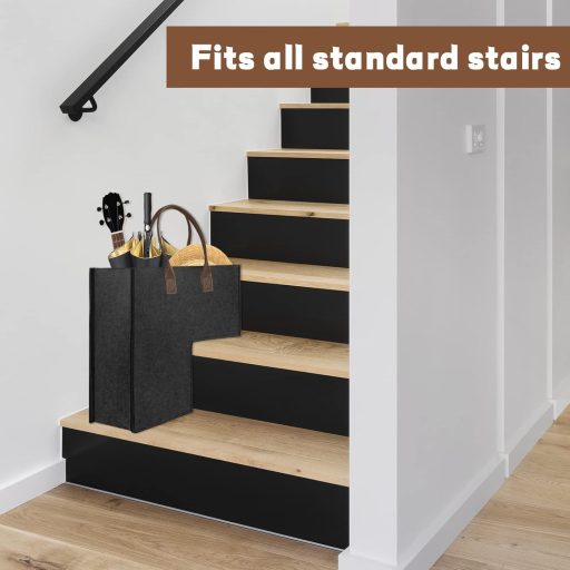 TANOSAN 2 kom Sklopive Crne Košare od Filca za Stepenice s Ručkom - Spremište za Igračke i Odjeću