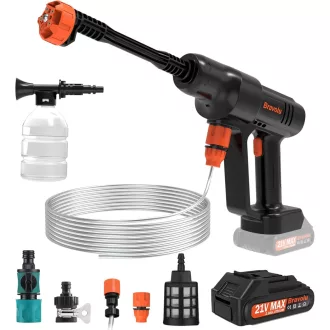   Bravolu MAX Akkumulátoros Magasnyomású Mosó 500 PSI 2.0 Ah Hordozható Kézi Mosógép 6-in-1 Fúvókával Autó Hajó Kert Tisztításhoz