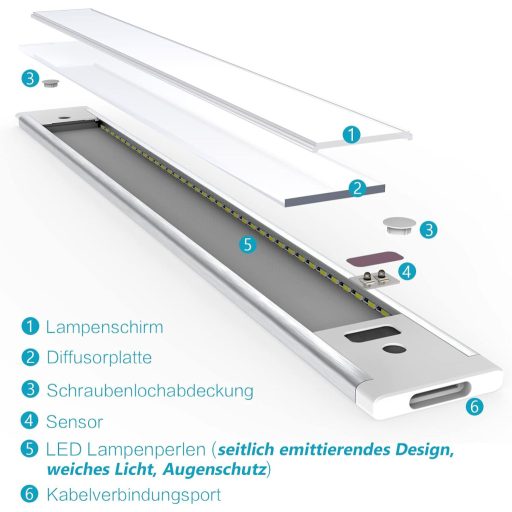 WOBSION LED Konyhapult Világítás 30cm Fehér Dimmelhető Szenzoros