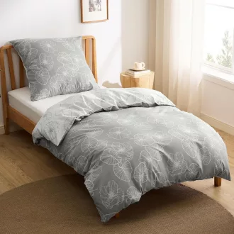   BEDSURE Pamučna Posteljina 135x200 cm Uzorak Ginkgo Siva 2 Dijelna S Jastučnicom