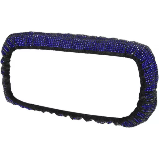 Čierny ozdobný kryt spätného zrkadla do auta s modrými kryštálmi