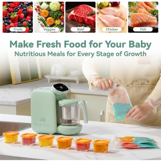 CHEFHANDY 5 az 1-ben bébiételmixer, gőzölő, melegítő zöld