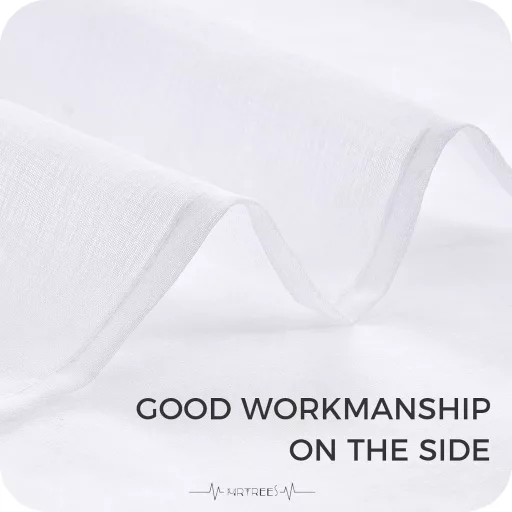 MRTREES Fehér Fényáteresztő Függöny Szett, Len Hatású Rövidített Sálak 150x140 cm, Nappali Hálószoba Gyerekszoba Dekoráció, 2 db