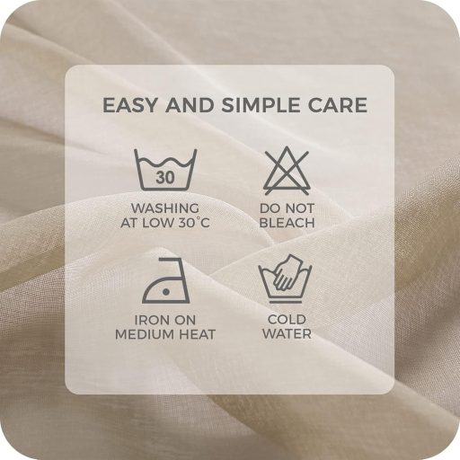 MRTREES Perdele bej, semitransparente, cu aspect de in - 145x140 cm, cu bride, pentru decorarea livingului, dormitorului, camerei copiilor, 2 bucăți