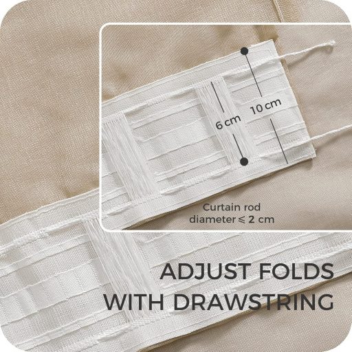 MRTREES Perdele bej, semitransparente, cu aspect de in - 145x140 cm, cu bride, pentru decorarea livingului, dormitorului, camerei copiilor, 2 bucăți