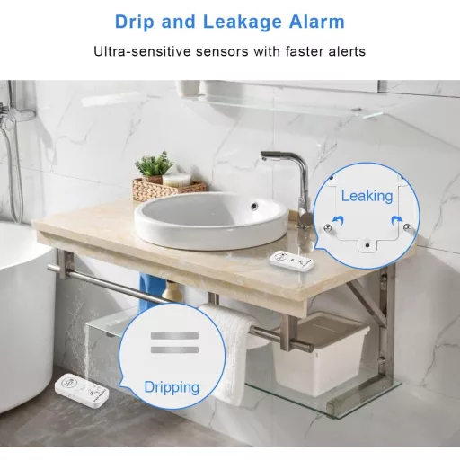 TOWODE Vízszivárgás Érzékelő 90dB Riasztás 4db Fehér Csomag