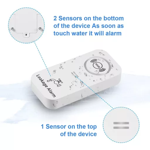 TOWODE Vízszivárgás Érzékelő 90dB Riasztás 4db Fehér Csomag