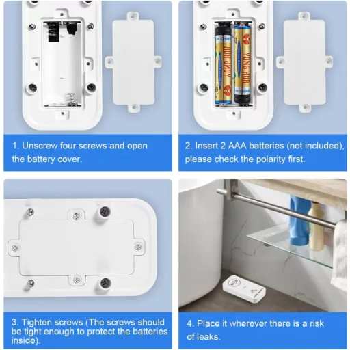 Senzor de scurgeri de apă TOWODE, alarmă 90dB, pachet de 4 bucăți, alb