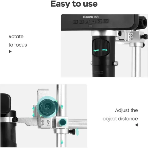 Microscop Digital Andonstar AD246-M, LCD 7", Mărire 500x, Înregistrare Video 1080P FHD, Microscop pentru Lipit cu 3 Lentile, Monede, Biologie