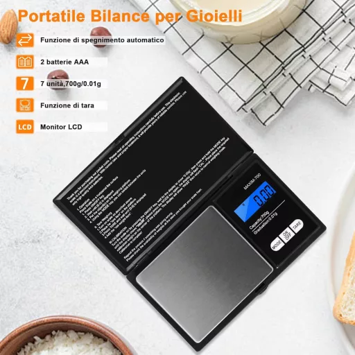 Vinabo Digitális Precíziós Mérleg 0,01g LCD Kijelzővel Arany