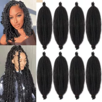   Xtrend 8 pachete 50cm extensii păr tip spring twist moale 1B# negru păr împletit Marley