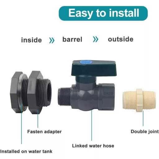 Set Supapă de Reglare PVC Yuecuu de 1 Inch pentru Piscină, Acvariu și Butoi