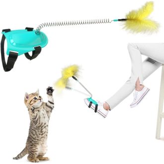   Interaktív Macskajáték Tollakkal és Csengővel, Kék Színben