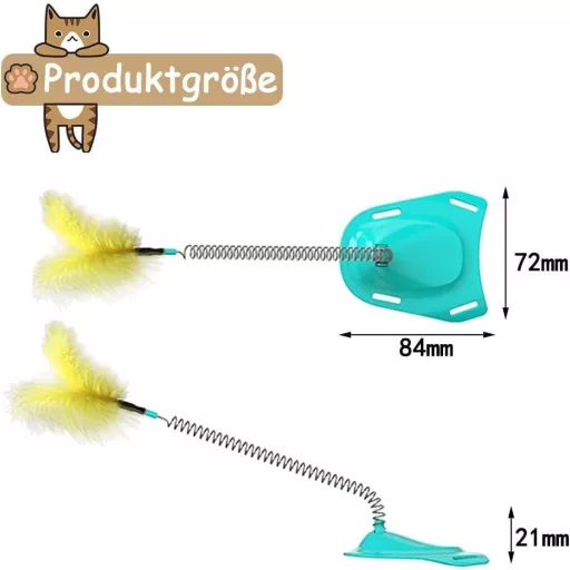 Interaktív Macskajáték Tollakkal és Csengővel, Kék Színben