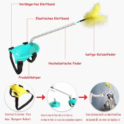 Interaktív Macskajáték Tollakkal, Rugalmas és Tartós, Rózsaszín Színben