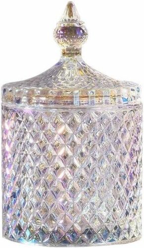 Bombonieră elegantă din sticlă cu capac - Decor pentru mese de nuntă