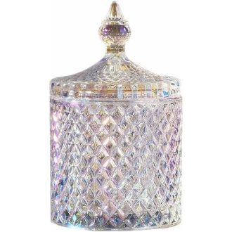   Üveg Édességtartó Fedéllel, Kerek Színes Dizájn, Parti és Esküvői Dekorációhoz